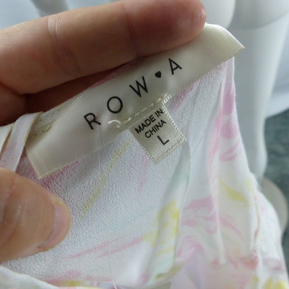 Row A Floral Wrap Dress Size Size L White Ruffle Spaghetti Strap - Picture 2 of 12